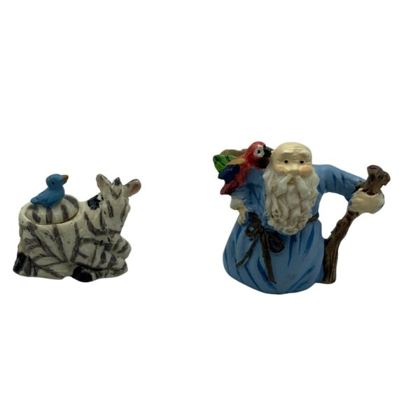 Noahs Ark Tiny Ceramic Tea Set With Animal Cups Creamer Sugar Scene Plate - Picture 11 of 16